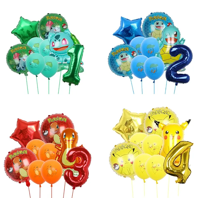 Bisasam, Schiggy, Glumanda oder Pikachu Luftballons Geburtstags Deko