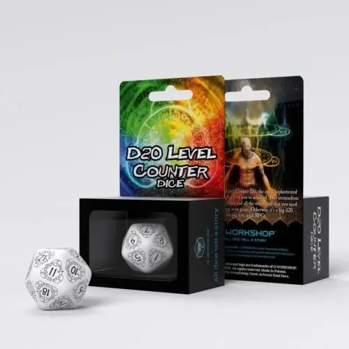D20 Level Counter Dice - White/Black