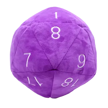 D20 Würfel Plüsch - Lila/Weiße Zahlen