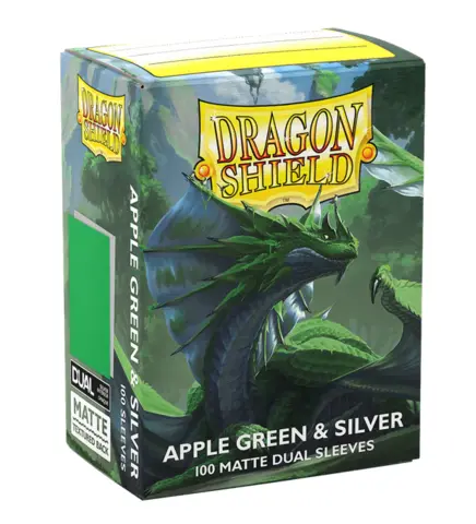 Dragon Shield Standard 100 Matte Dual Sleeves - Apple Green & Silver