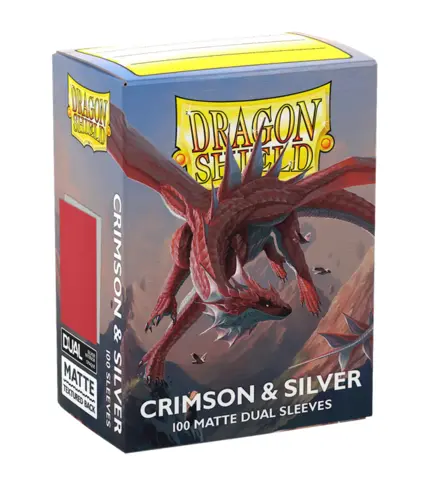 Dragon Shield Standard 100 Matte Dual Sleeves - Crimson & Silver