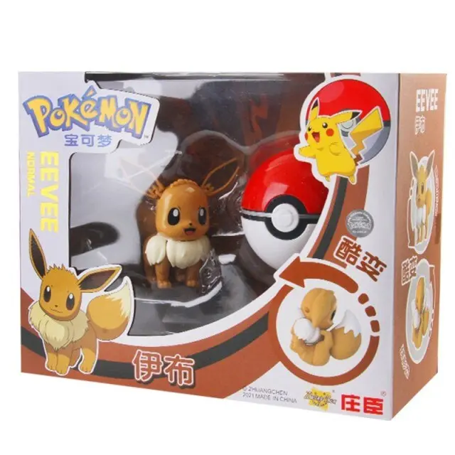 Eevee / Evoli Pokemon Poke Ball Set mit Figur Spielzeug