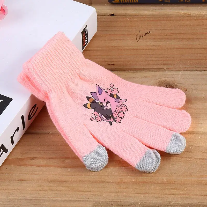 Flauschige Winter Handschuhe mit Pokemon Motiven in Pink oder Schwarz