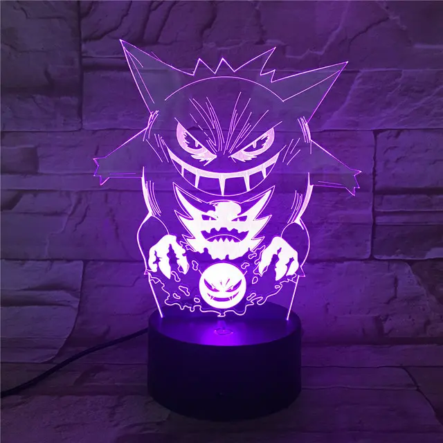 Gengar Nachttischlampe mit magischen Farbwechsel und 3D Pokemon Lampe