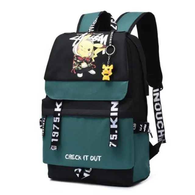 Großer Pokemon Schulrucksack mit USB Ladebuchse im Pikachu Look