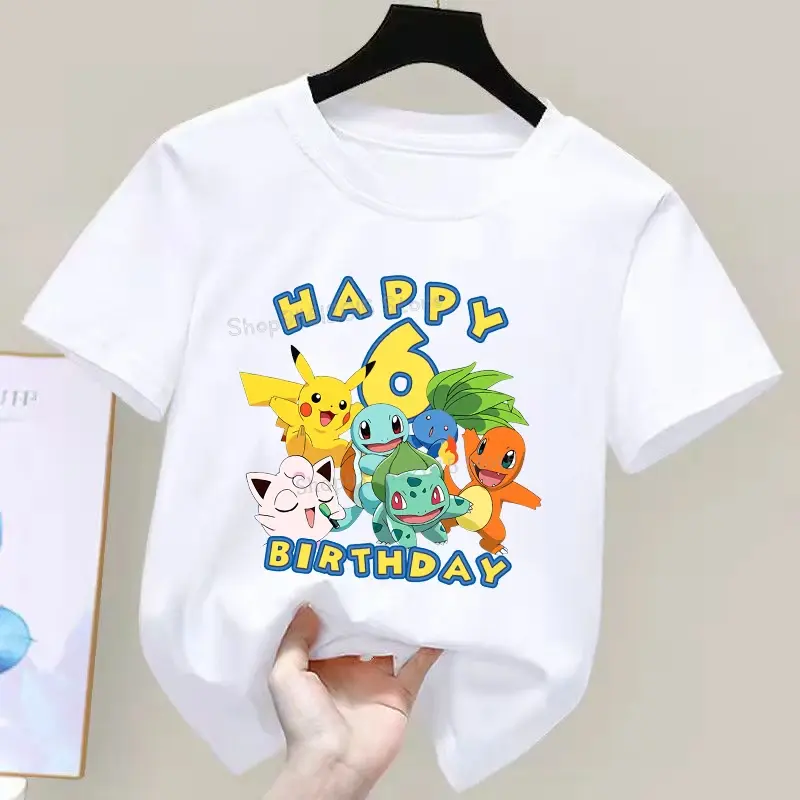Happy Birthday Pokemon T-Shirts für Kinder mit Jahreszahl