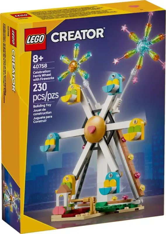 LEGO® 40758 Große Feier – Riesenrad mit Feuerwerk | Exklusives Promo Set, Drehbares Modell, Neu & OVP