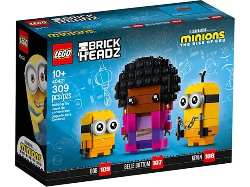 LEGO® BrickHeadz 40421 – Minions Belle Bottom, Kevin & Bob | 3 Figuren aus Rise of Gru – 309 Teile