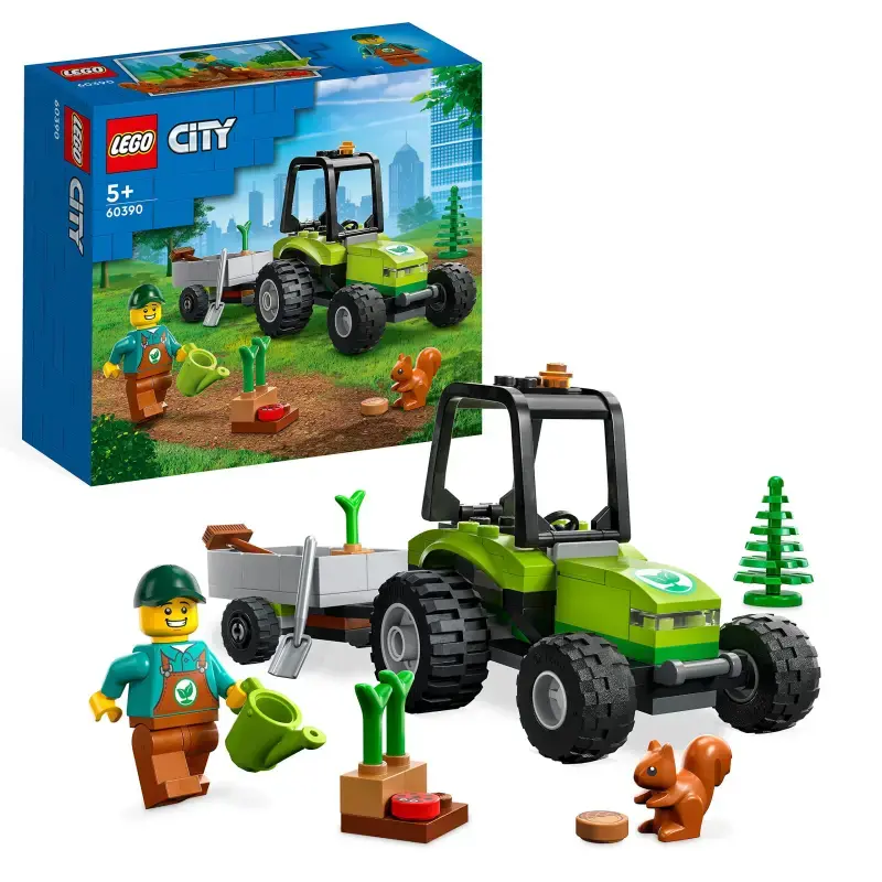 LEGO® City 60390 – Kleintraktor mit Anhänger | Gärtner-Minifigur, Eichhörnchen & Marienkäfer – ab 5 Jahren