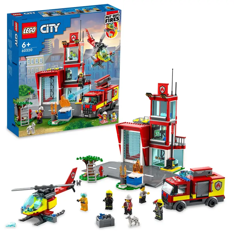 LEGO City Feuerwache, Feuerwehr-Feuerwehrauto und Hubschrauber 60320