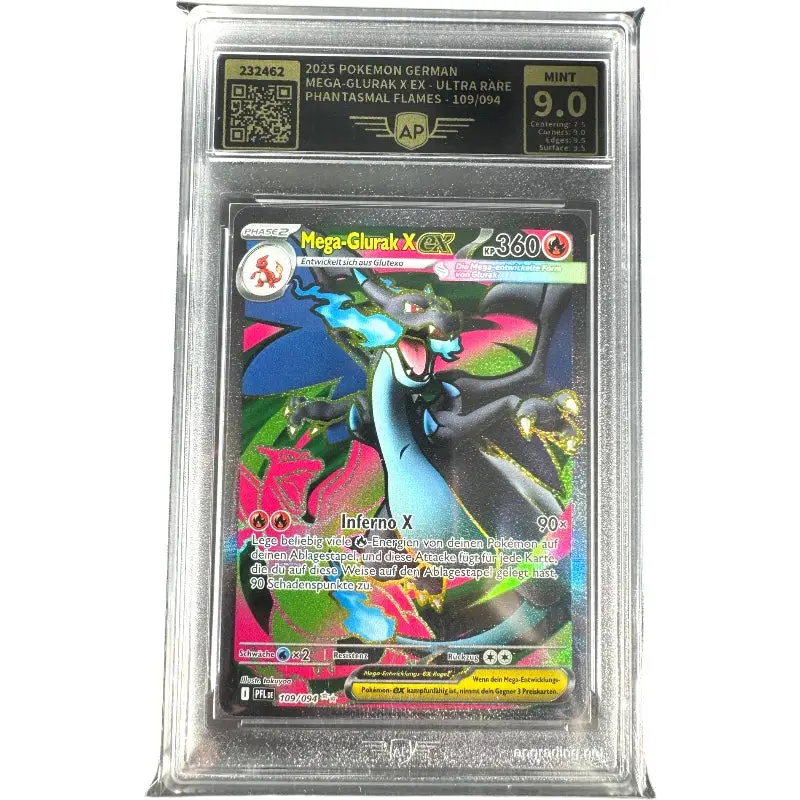 Mega Glurak X EX 109/094 Pokémon Fatale Flammen Ultra Rare - AP Graded 9.0 Mint Deutsch