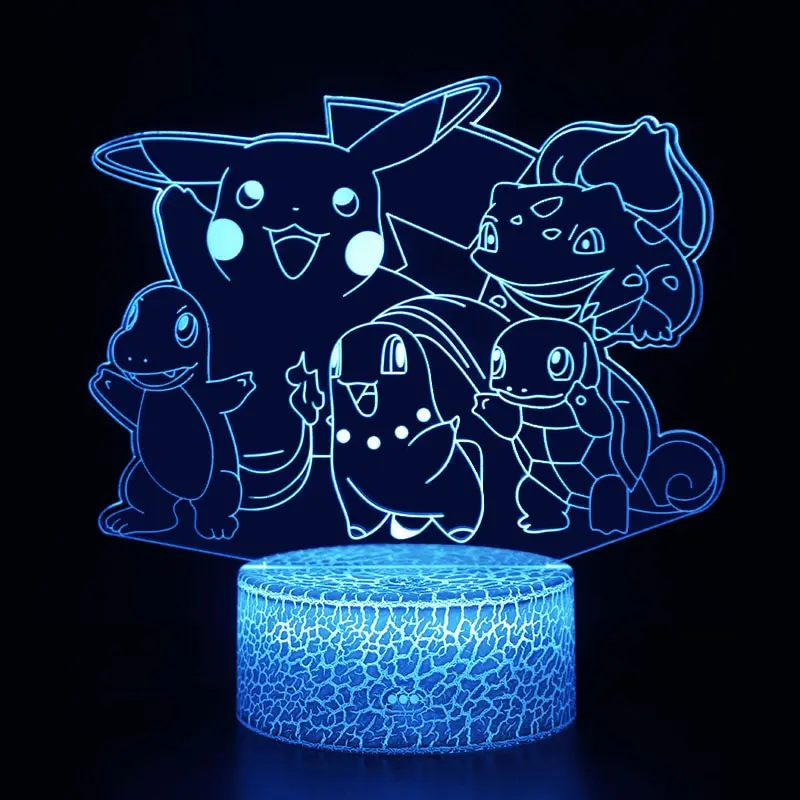 Nachtlicht mit Pokemon Starter Motiv, Farbwechsel und 3D Effekt