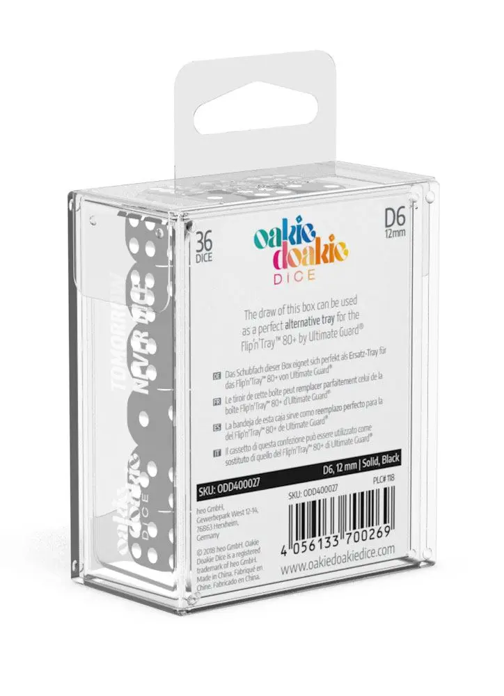 Oakie Doakie Dice W6 Würfel 12 mm Marble - Schwarz (36)