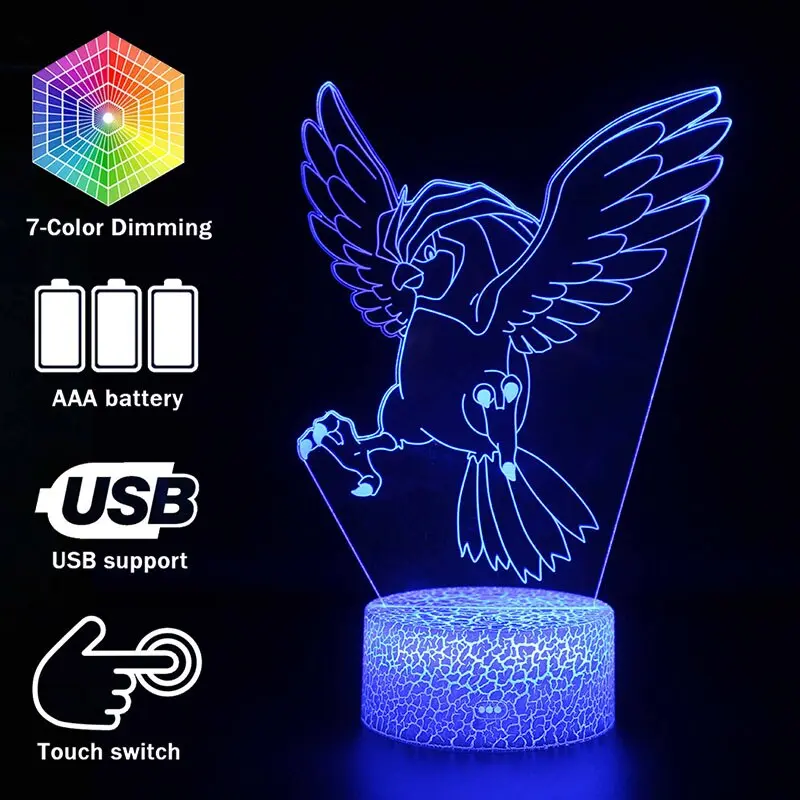 Pidgeot Tauboss Pokemon Lampe, Nachtlicht, Nachttischlampe