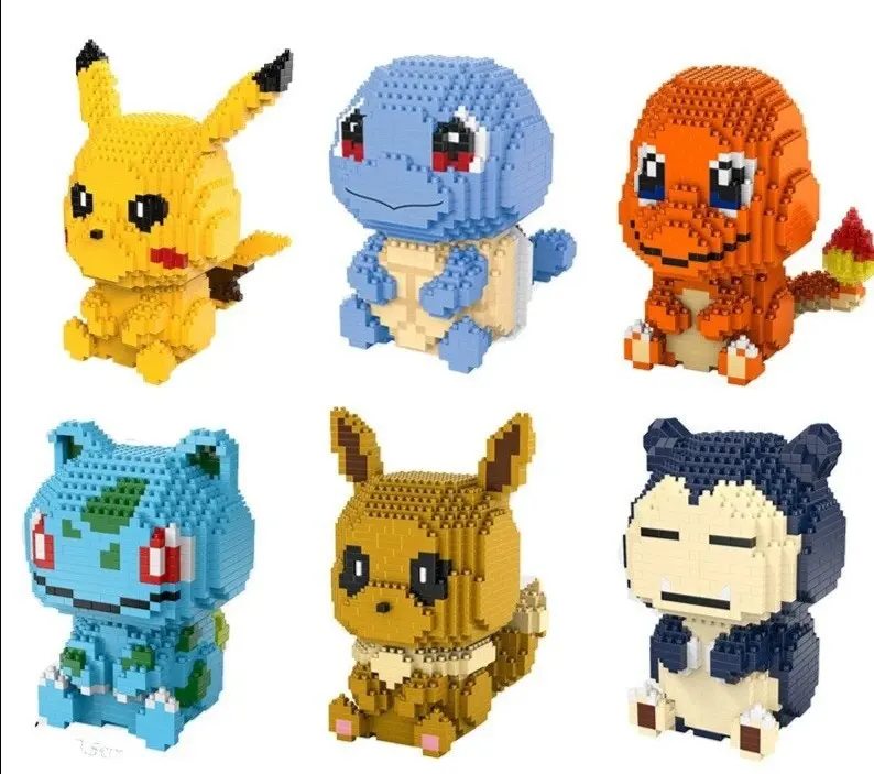 Pikachu, Glumanda, Schiggy, Relaxo oder Evoli Bausteine Set Pokemon