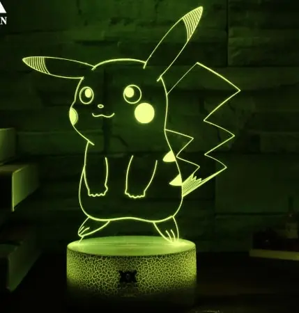 Pikachu Pokemon 3D LED Lampe mit bis zu 7 Farben im Wechsel