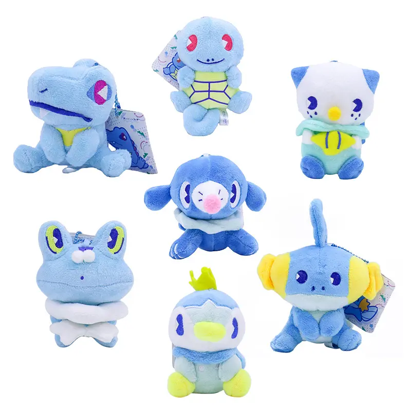 Plüschfiguren 7er Set Pokémon mit Plinfa, Ottaro, Hydropi, Froxy, Karnimani, Schiggy