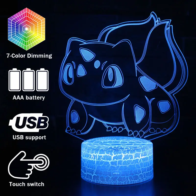 Pocket Monster Bisaknosp  3D Nachttischlampe mit 16 wechselnden Farben