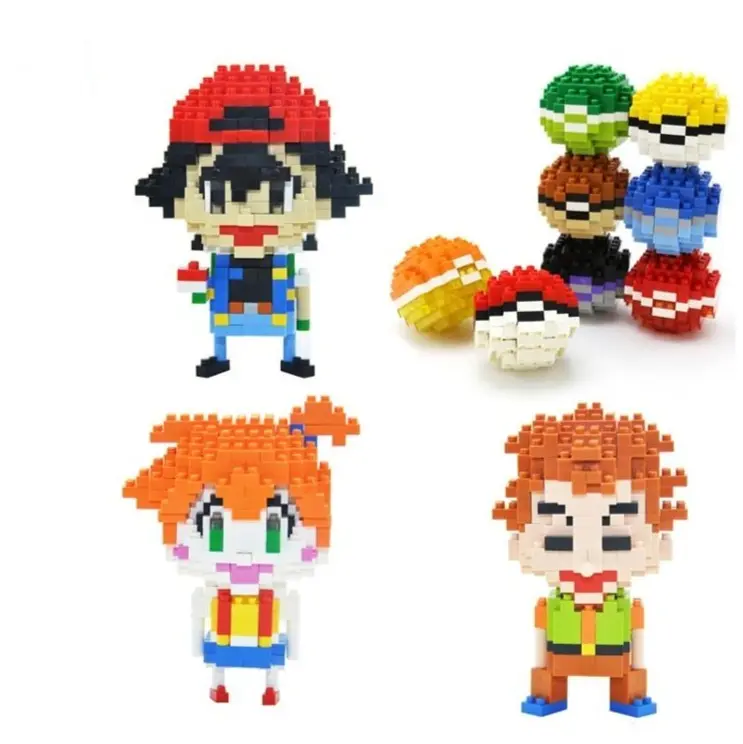 Pokemon Ash Ketchum, Pokeball Baustein Set (4 Motive zur Auswahl)