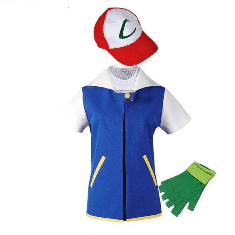 Pokemon Cosplay Ash Ketchum Kostüm für Kinder oder Erwachsene