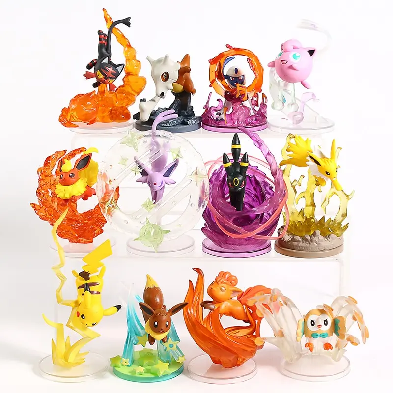 Pokemon Flareon Jolteon Umbreon Eevee Vulpix Rowlet Jigglypuff Cubone Litten Espeon Absol Sammel Figuren