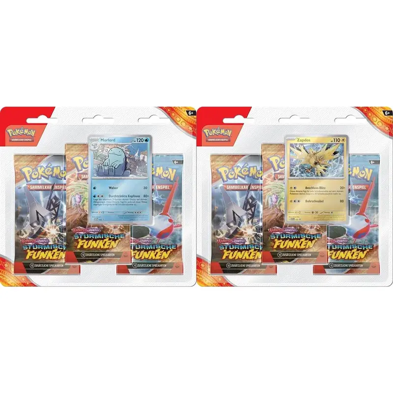 Pokémon - Karmesin & Purpur - Stürmische Funken - 3-Pack Blister - DE