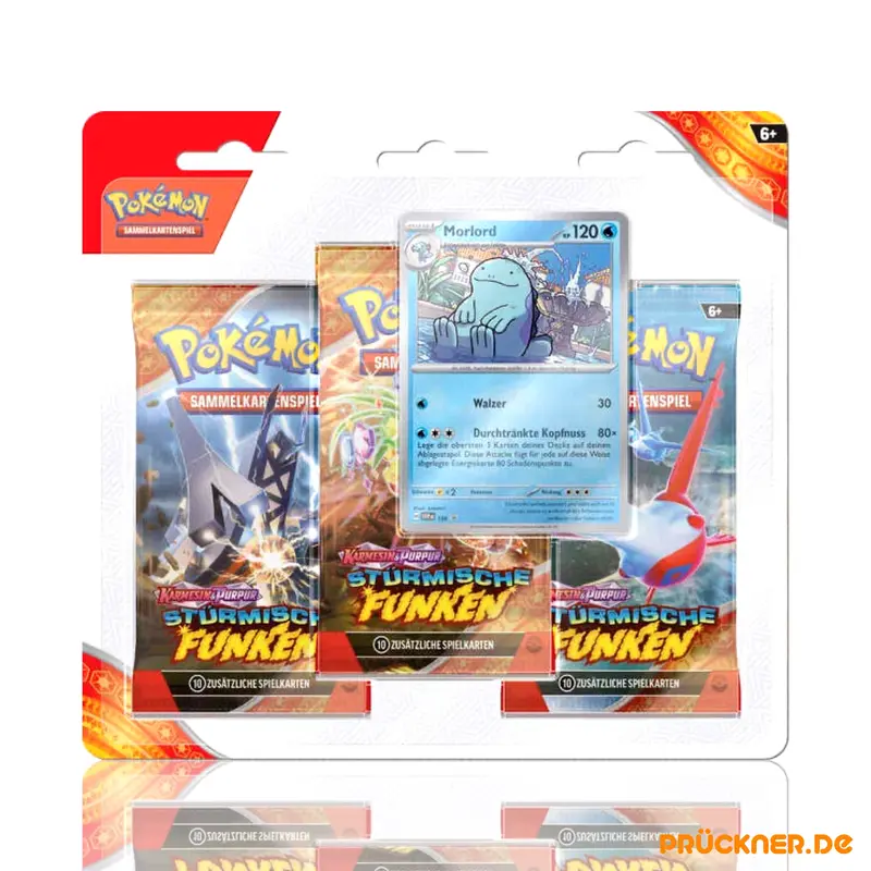 Pokémon Karmesin & Purpur Stürmische Funken Blister (3 Booster + Morlord Promokarte) DE
