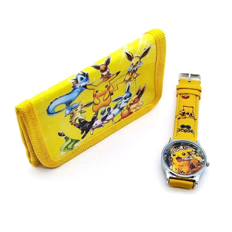 Pokemon Kinder Armbanduhr mit Kinder Portmonee Set
