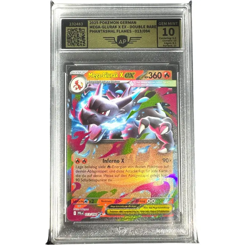 Pokémon Mega Glurak X EX 013/094 AP Graded 10 Gem Mint – Fatale Flammen Double Rare DE