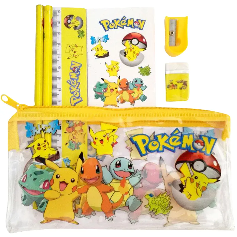 Pokemon Schul Set mit Tasche, Stift, Aufkleber, Anspitzer, Radiergummi etc.