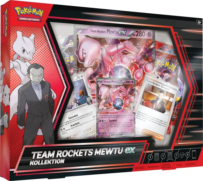 Pokémon Team Rockets Mewtu-ex Kollektion | 4 Boosterpacks
