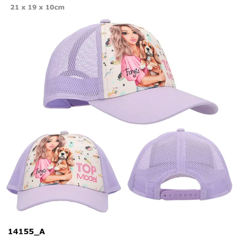 TOPModel Cap SUNNY DOG – Lila/Hellgelb mit Hunde-Print