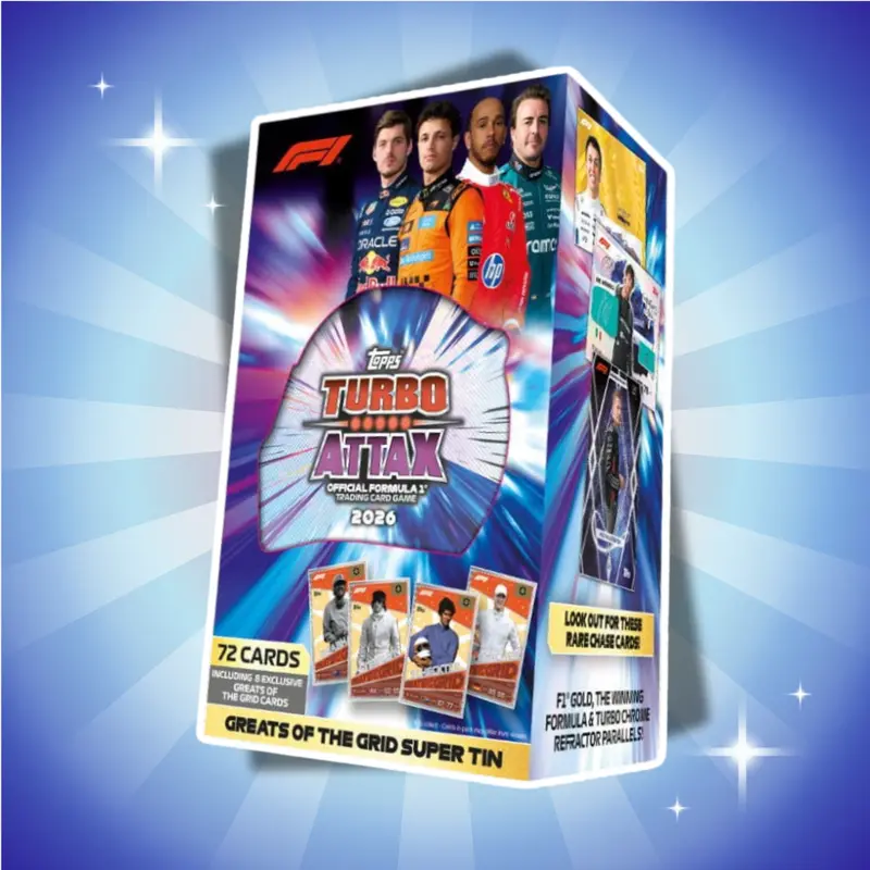 Topps Formula 1 Turbo Attax 2026 Super Tin Greats of the Grid – 72 Trading Cards inklusive 8 Exklusivkarten