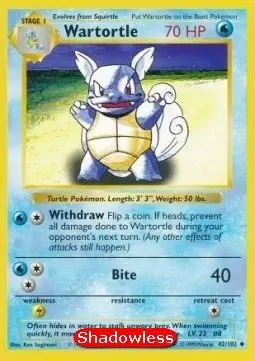 Wartortle BS-42 Uncommon (Shadowless) Englisch